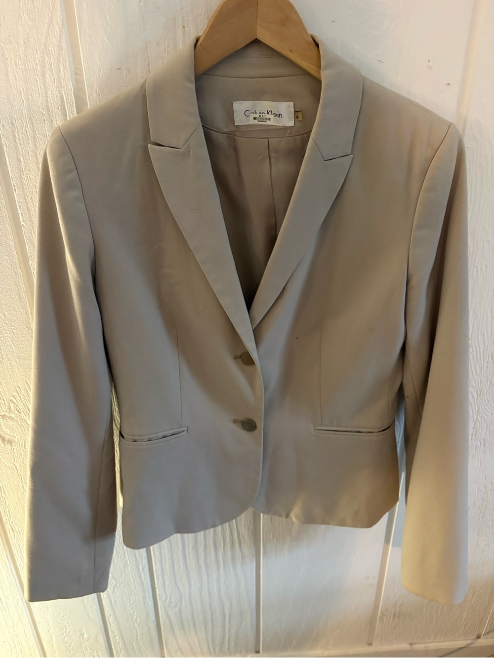 Calvin Klein Women's Light Taupe Two-Button Blazer